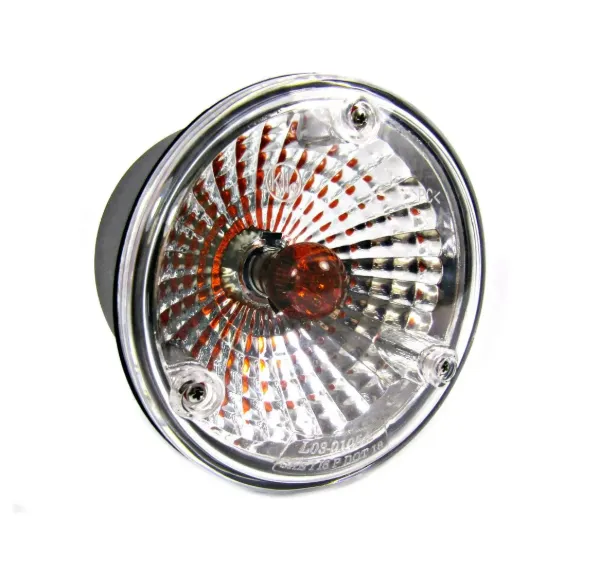4-Inch Round Amber Incandescent Front Park & Turn Light – Clear Lens, Canister Style, 2-Post Mount