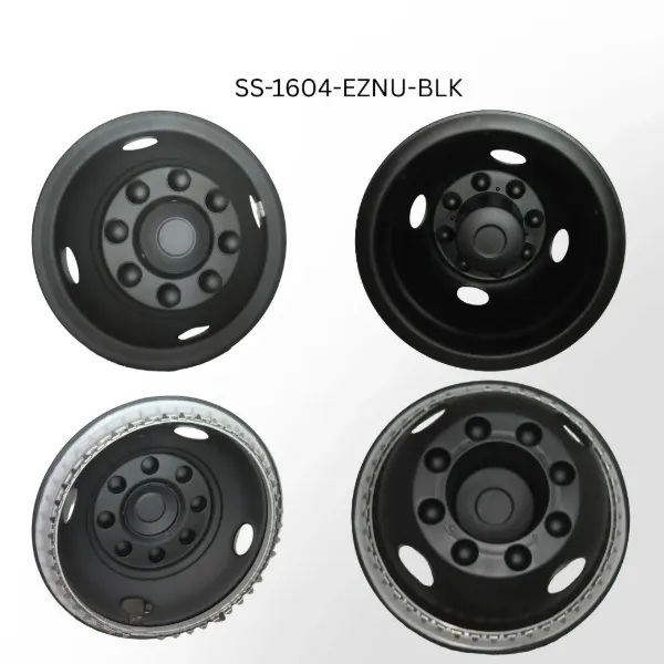 16" x 6" Universal Matte Black 4WD Wheel Simulator Set – 8-Lug, 8-on-6.5", 360° Retention